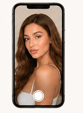 Shopper uploads a selfie on her phone